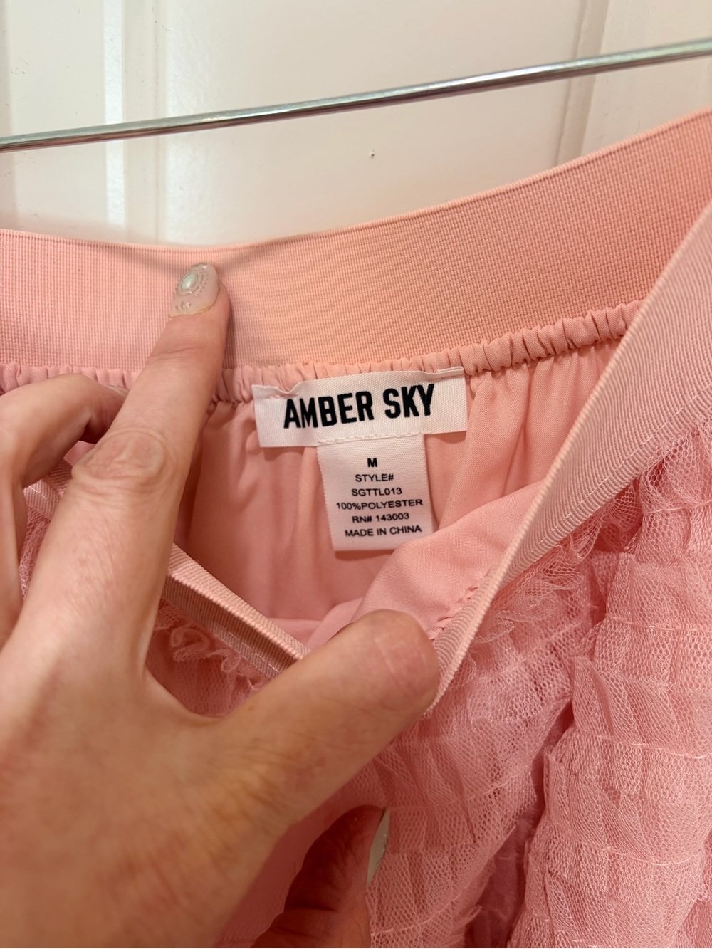 Amber Sky Women's Pink Lace Skirt
